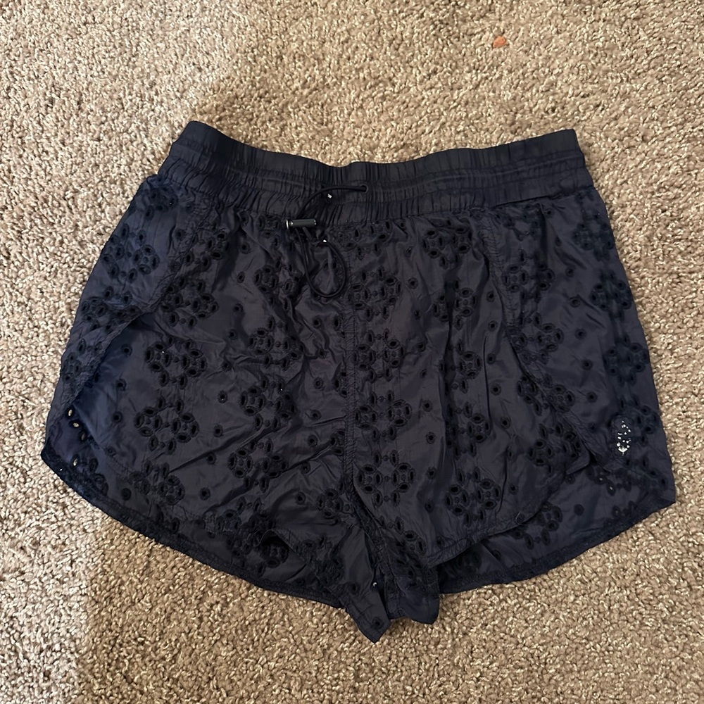 Free people movement eyelet navy shorts